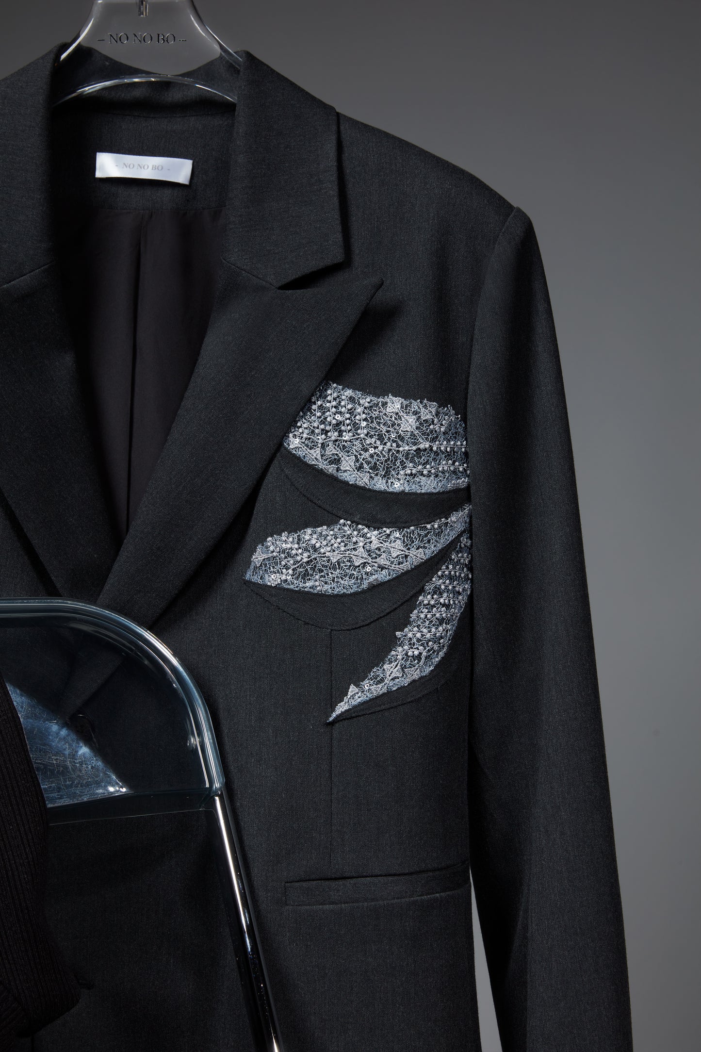 Patched Flower Grey Blazer