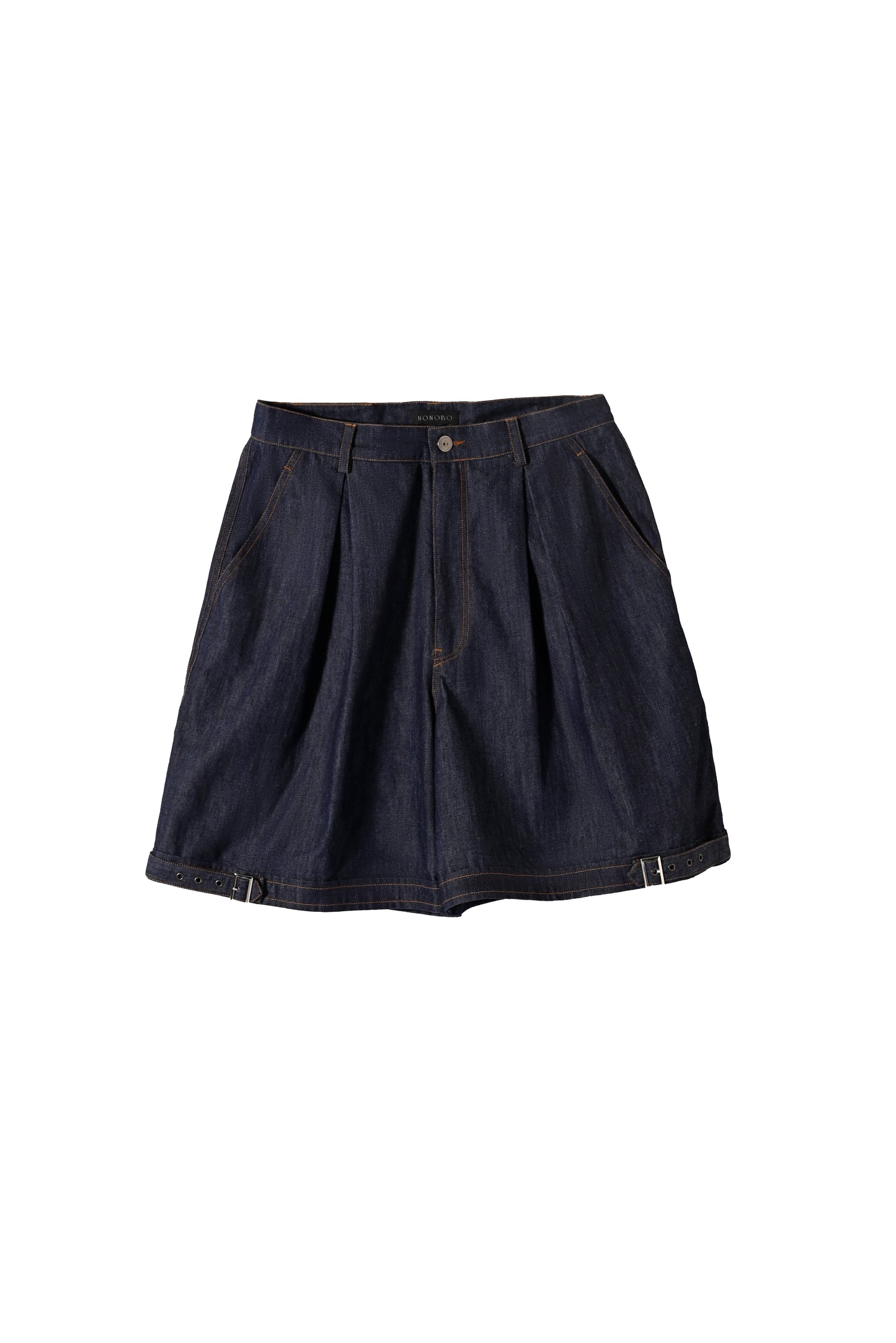 Buckle Denim Mid-Shorts