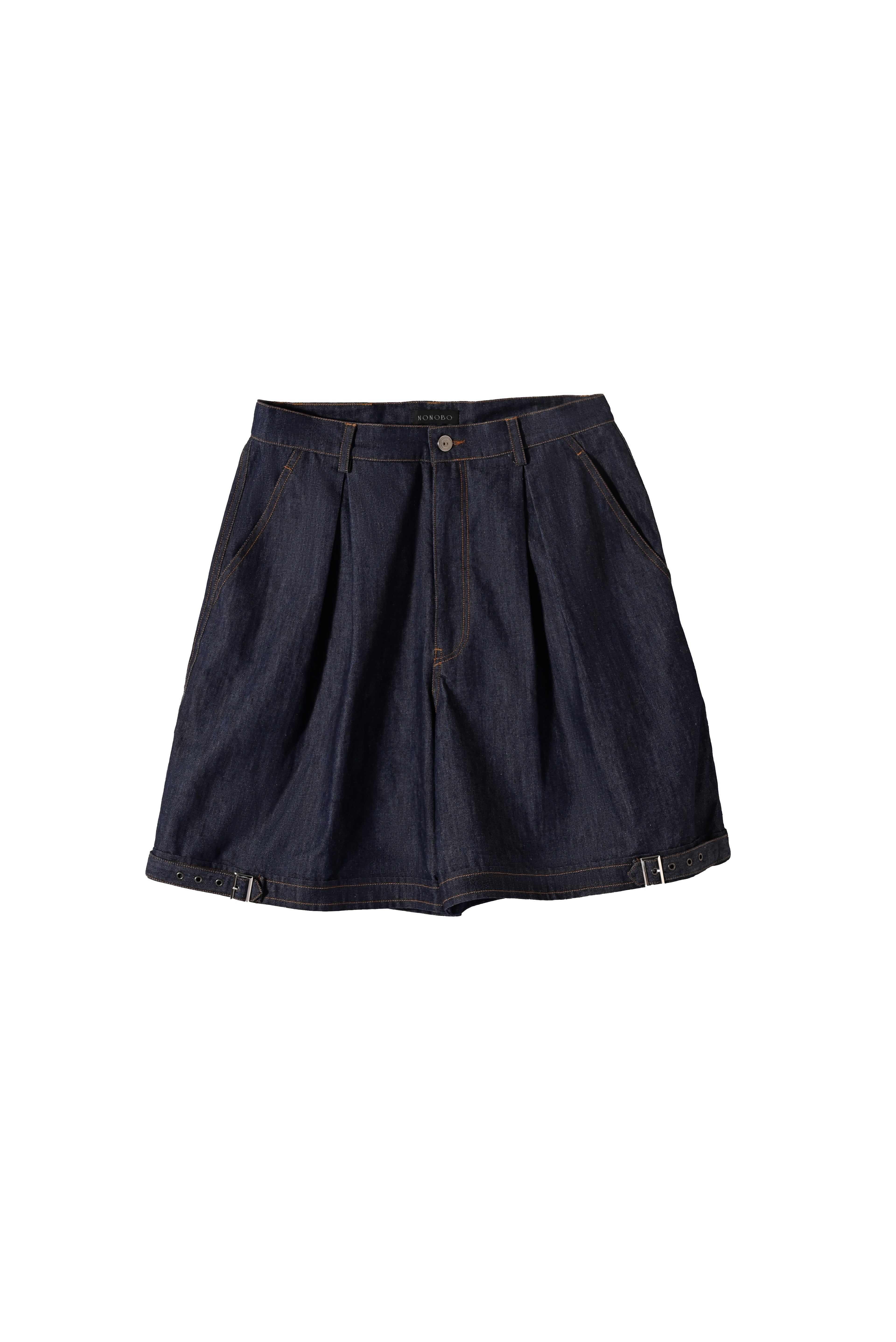Buckle Denim Mid-Shorts