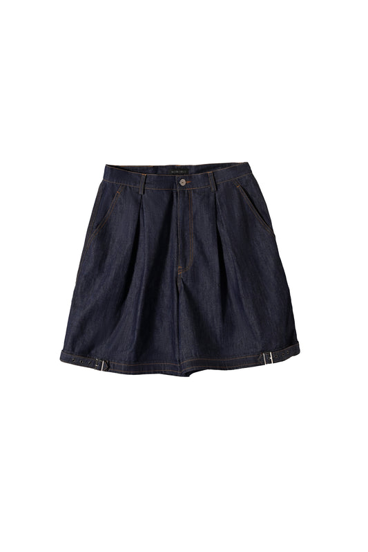 Buckle Denim Mid-Shorts